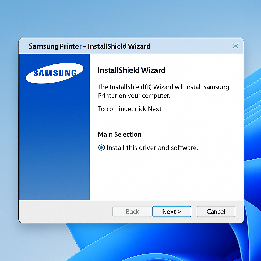 삼성프린터 드라이버 다운로드 화면 예시